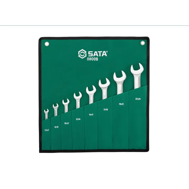 SATA/世达 全抛光双开口扳手工具组套 08009 规格：8件 单位:个