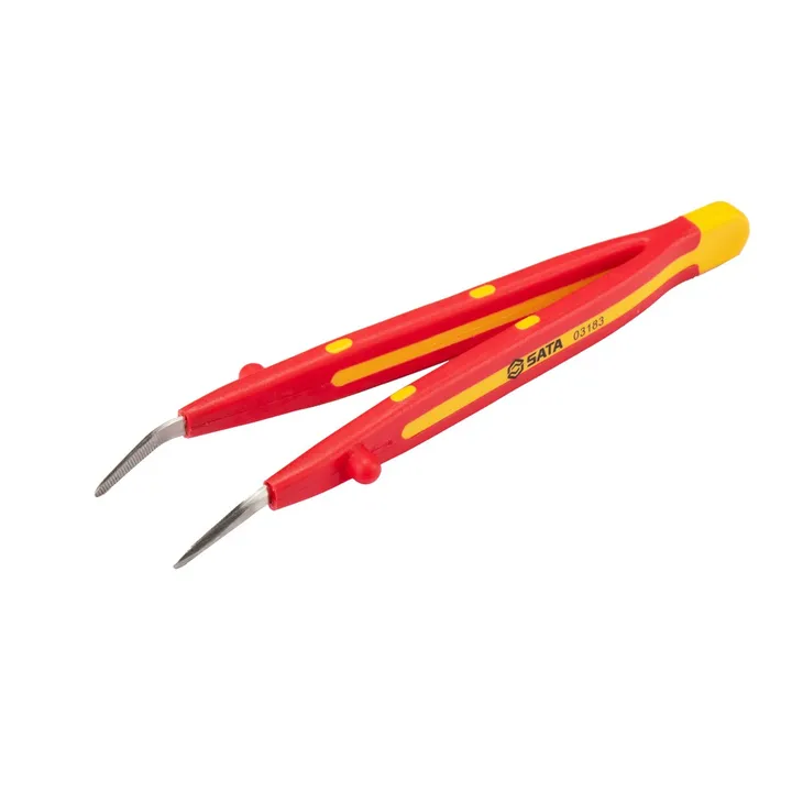 SATA/世达 VDE绝缘弯尖横齿镊子 03183 规格：159mm 单位:个