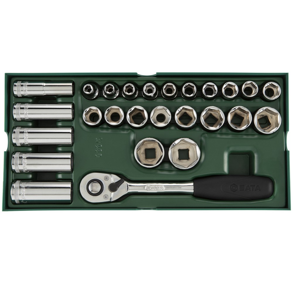 SATA/世达 工具托-公制12.5mm系列公制套筒组套 SATA-09915 26件 375×185×45mm(塑托盘) 单位:套