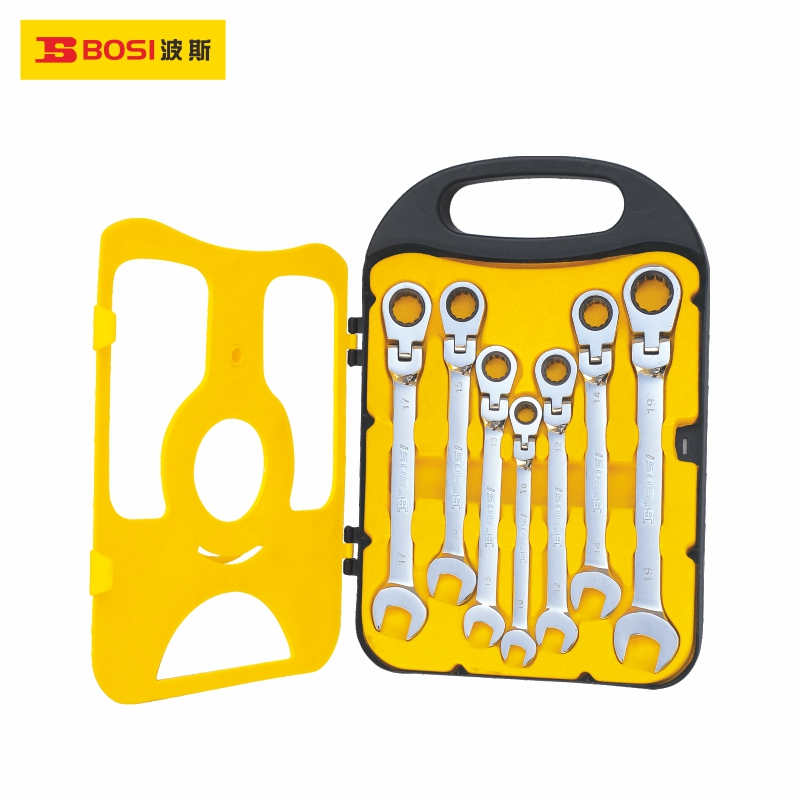 BOSI/波斯 7件套活动头棘轮两用扳手 BS431607 公制 10~19mm 单位:套