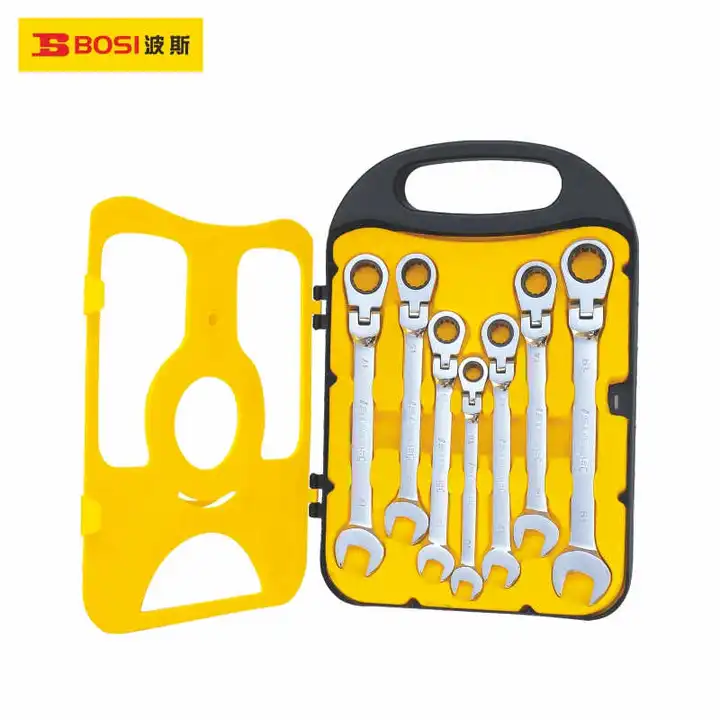 BOSI/波斯 7件套活动头棘轮两用扳手 BS431607 公制 10~19mm 单位:套