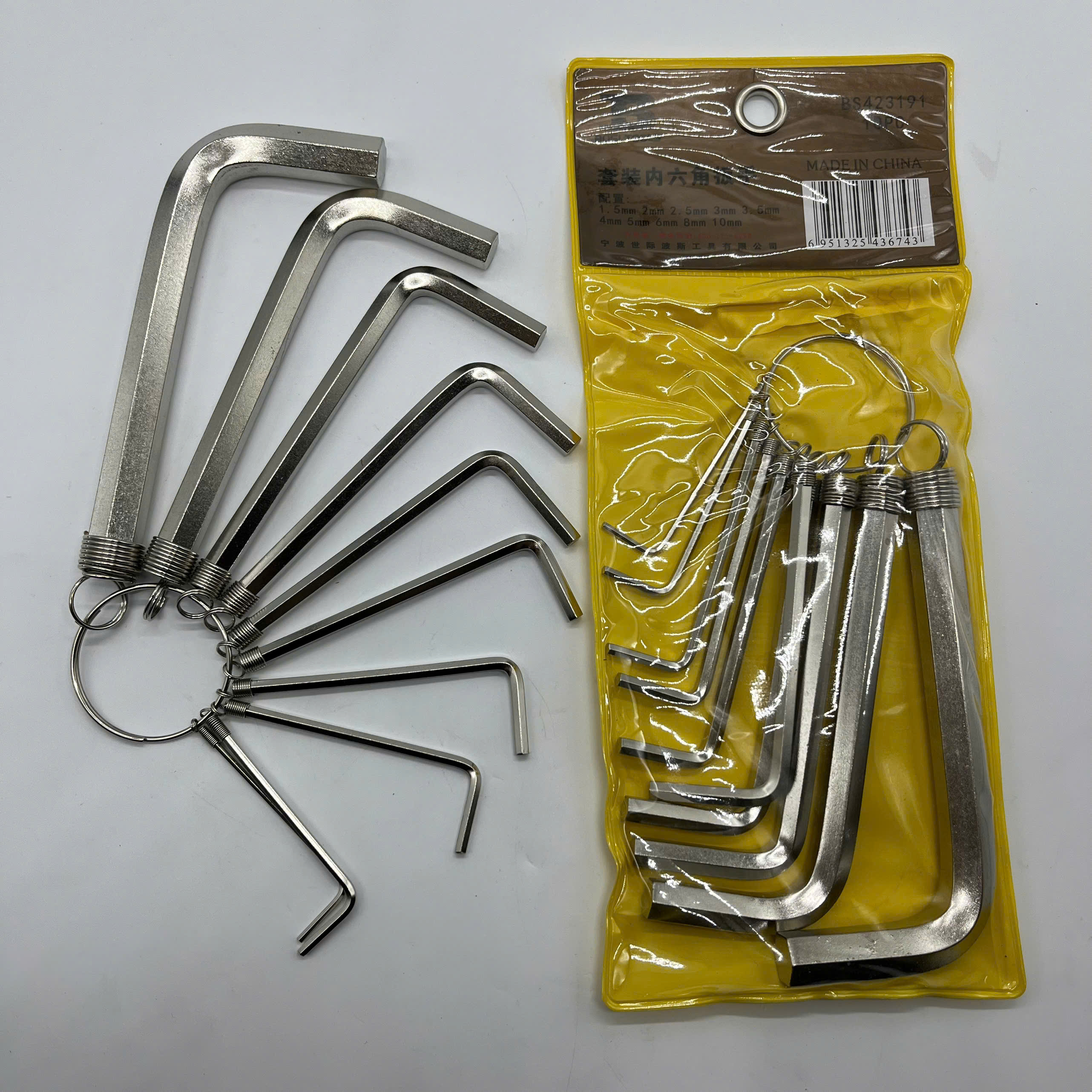 BOSI/波斯 套装内六角扳手 BS423191 10件 公制 1.5~10mm 单位:套