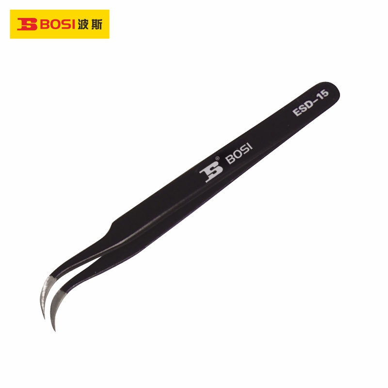 BOSI/波斯 防静电不锈钢特弯头镊子 BS459034 规格：2mm 尺寸：120×9 单位:支