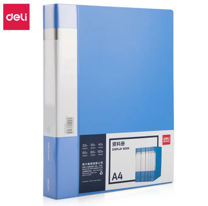 DELI/得力 PP资料册 5002 颜色：蓝色 规格：14mm、A4 页数：20页 尺寸：235×310 单位:本