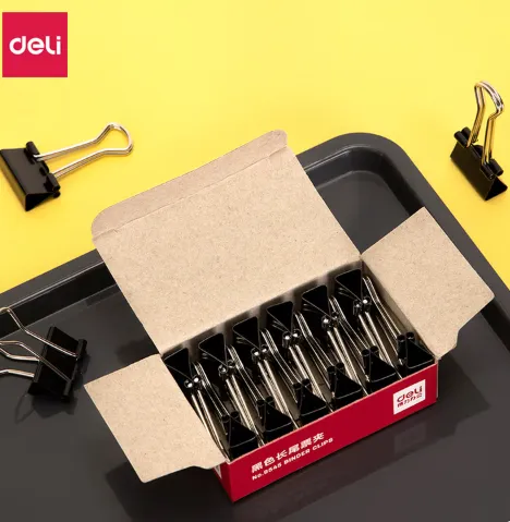 DELI/得力 黑色长尾夹长尾票夹 9545 规格：5号、19mm 颜色：黑色 包装数：12个 单位:盒