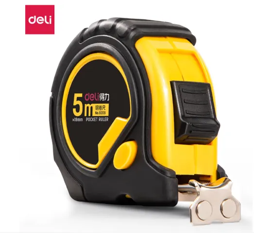 DELI/得力 钢卷尺 8208 尺寸：5m×19mm 颜色：黄色 单位:把