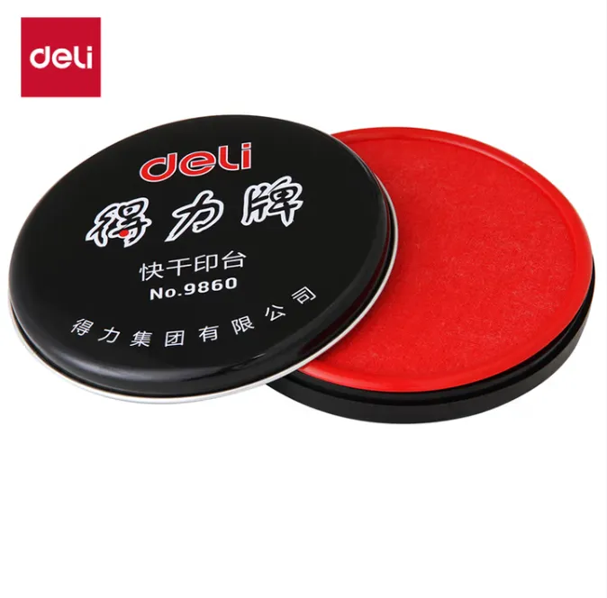 DELI/得力 圆形快干印台印泥 9860 颜色：红色 直径：100mm 单位:只
